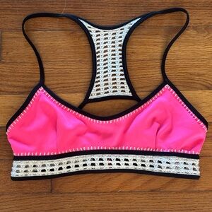 Victoria's Secret Pink and Black Lace Detail Bra
